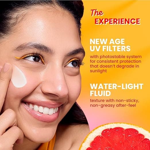 Dot & Key Vitamin C + E Super Bright Sunscreen In-Vivo Tested SPF 50+ PA++++ With New-Age UV Filters, Water-Light Fluid, Boosts Glow, Reduces Dullness & Dark Spots, Checks Tanning, No White Cast| 50G,Pack Of 1 3