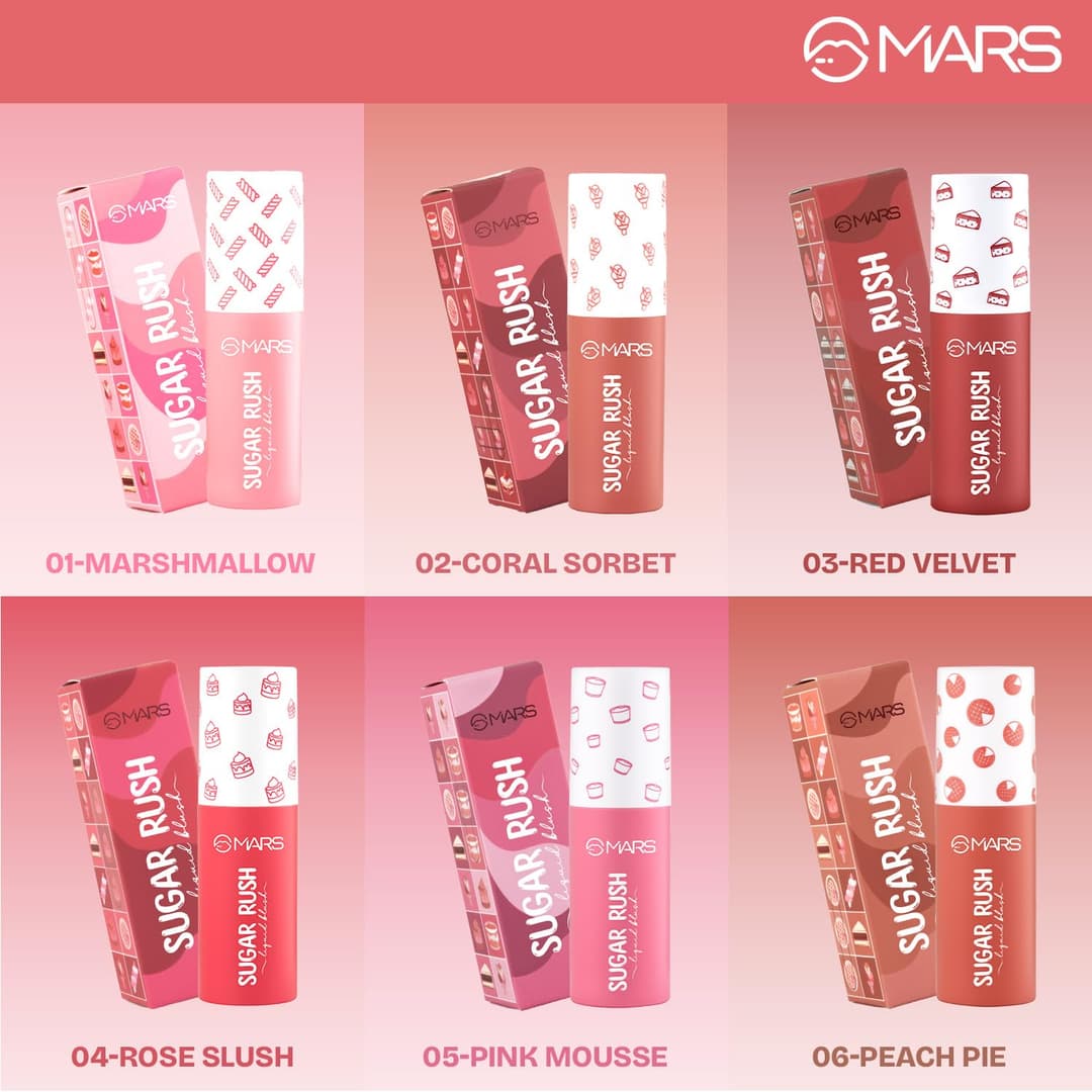 MARS Sugar Rush Liquid Blush 4.5ml | High-Pigmentation | Lightweight Formula | Dewy Matte Finish | Long-Lasting | Smooth Radiant Glow | Easy Doe-Foot Applicator 6