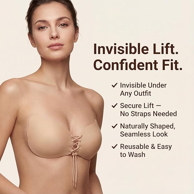 strapless adhesive push-up bra featuring a drawstring butterfly- 4