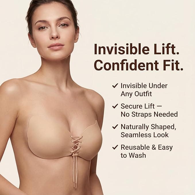 strapless adhesive push-up bra featuring a drawstring butterfly- 3