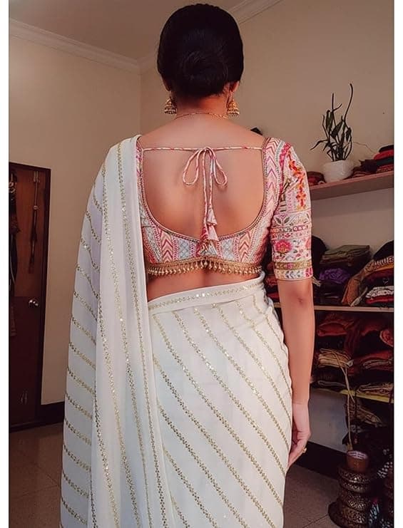 Elegant Georgette Saree for Women with Embroidered Blouse Piece | Soft Silk Saree for Women | Banarasi | Kanjivaram |Traditional Indian Ethnic Dress 3