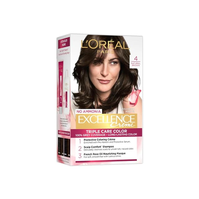 LOreal Paris Excellence Creme Hair Color - 4 Natural Brown 72ml+100g