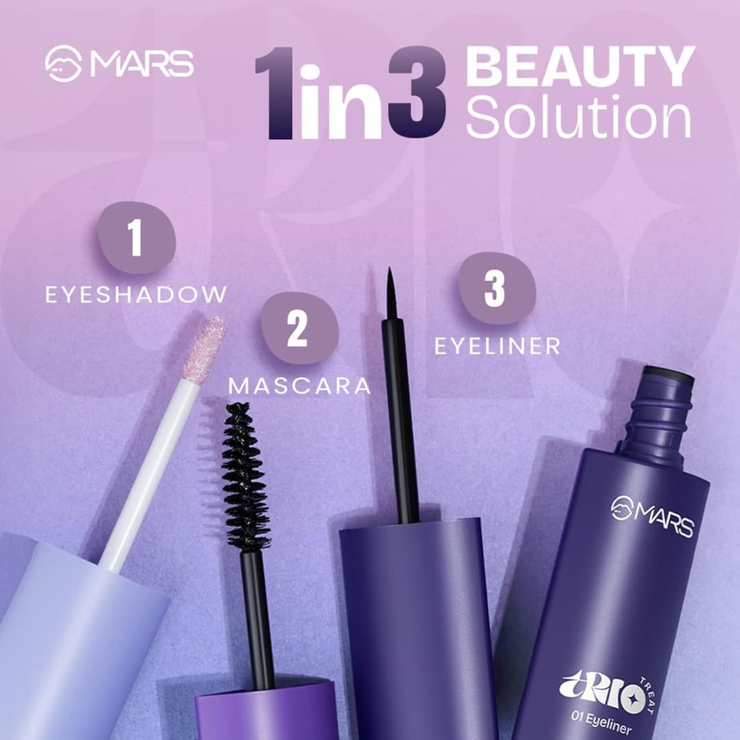MARS Trio Treat, 3-In-1 Eye Makeup Kit With Eyeliner, Mascara & Eyeshadow, 24.5ml 2