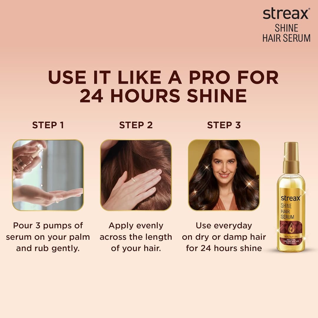 Streax Hair Shine Serum Vitalized with Walnut Oil 3