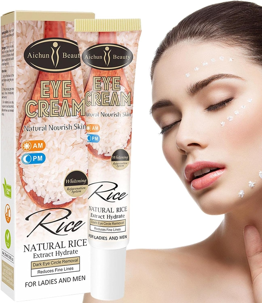 Aichun Beauty Rice Extract Eye Cream for Dark Circles and Eye Puffiness (25ml) 4