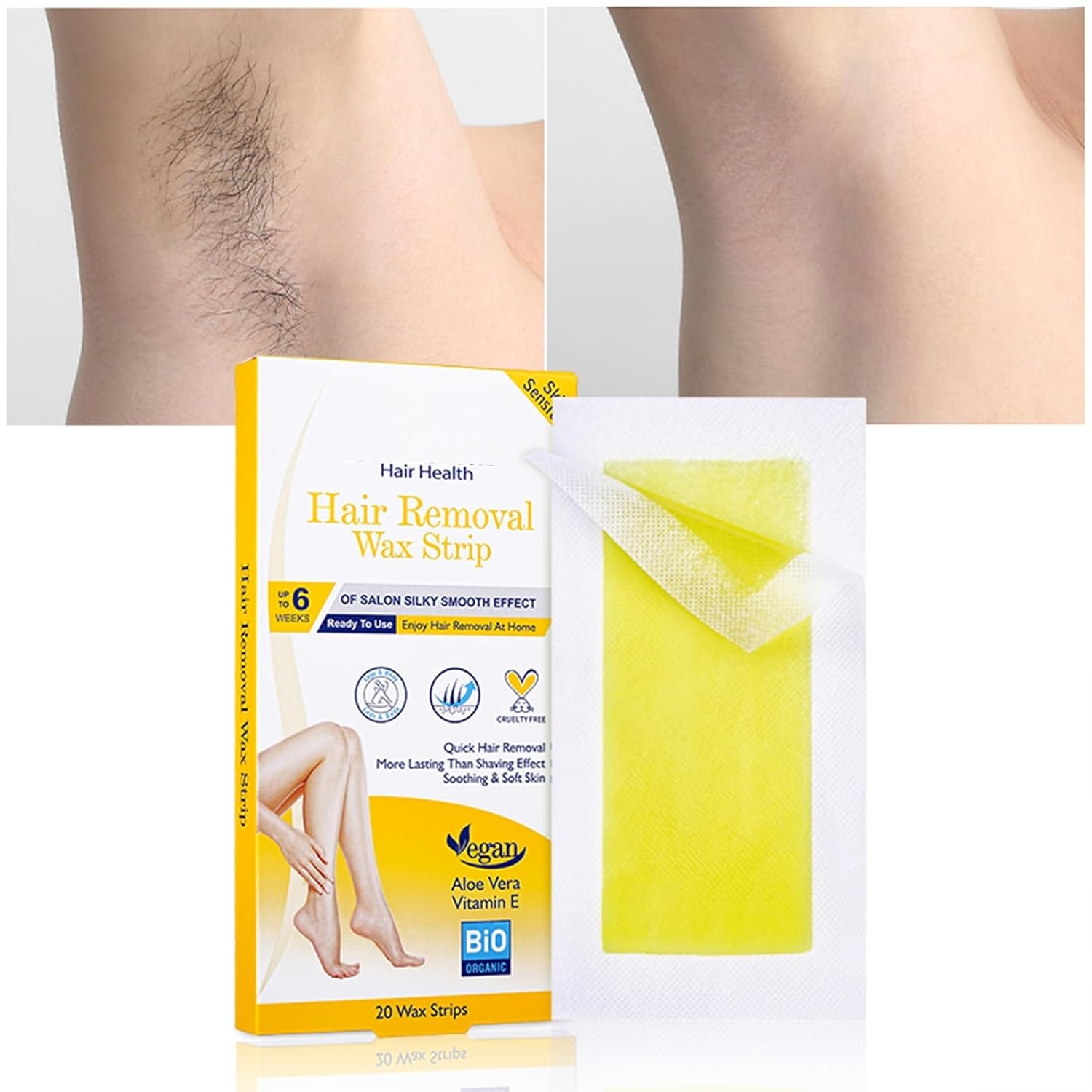 DISAAR BEAUTY Hair Removal Wax Strip Ready To Use At Home Armpit Leg Arm Bikini Area Natural Plant Extract Soothing Soft Skin 20PCS 4