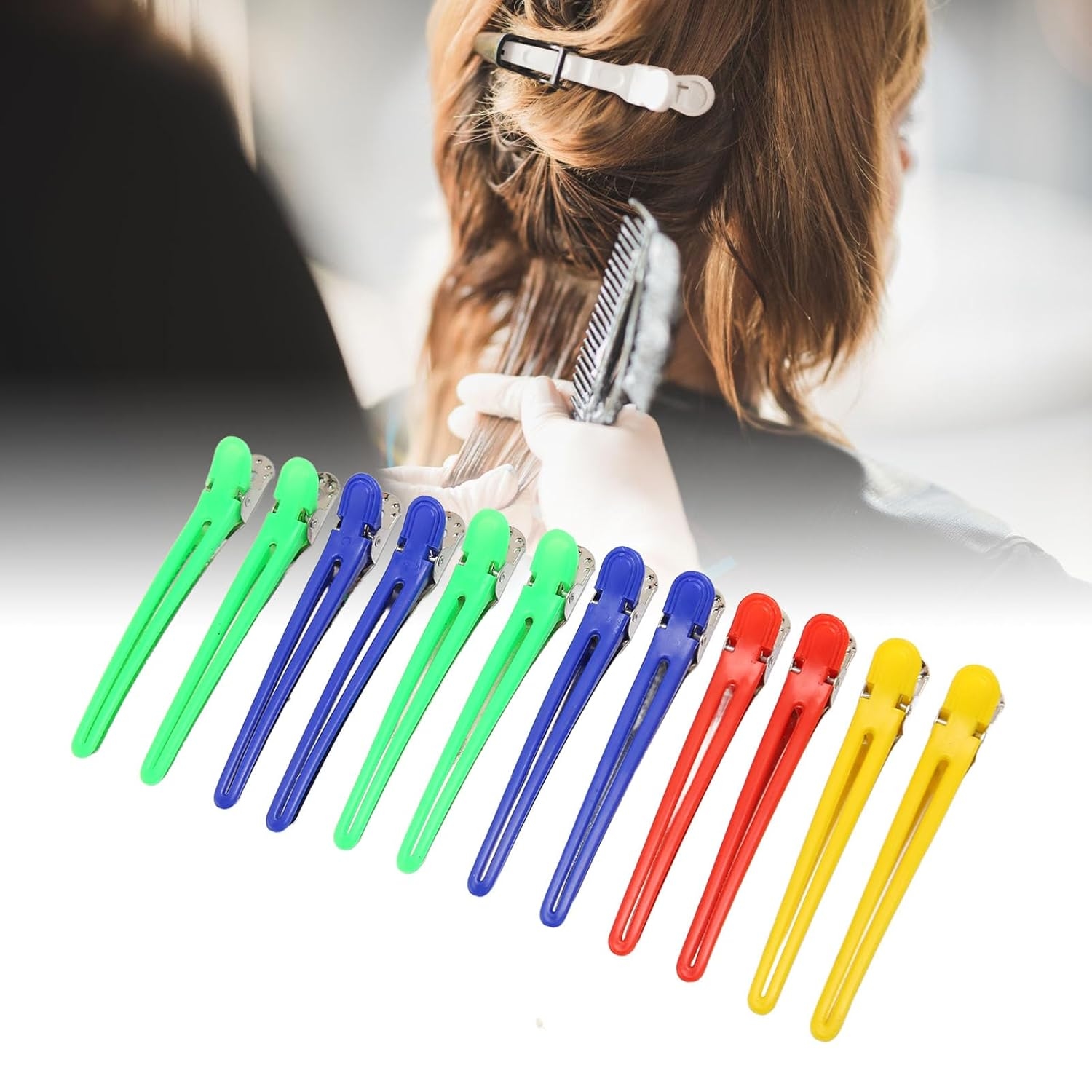 Hair Clip Professional Hairdressing Cutting Salon Styling tools Section Aluminum Plastic Hair Clips 12 Pcs Set 3