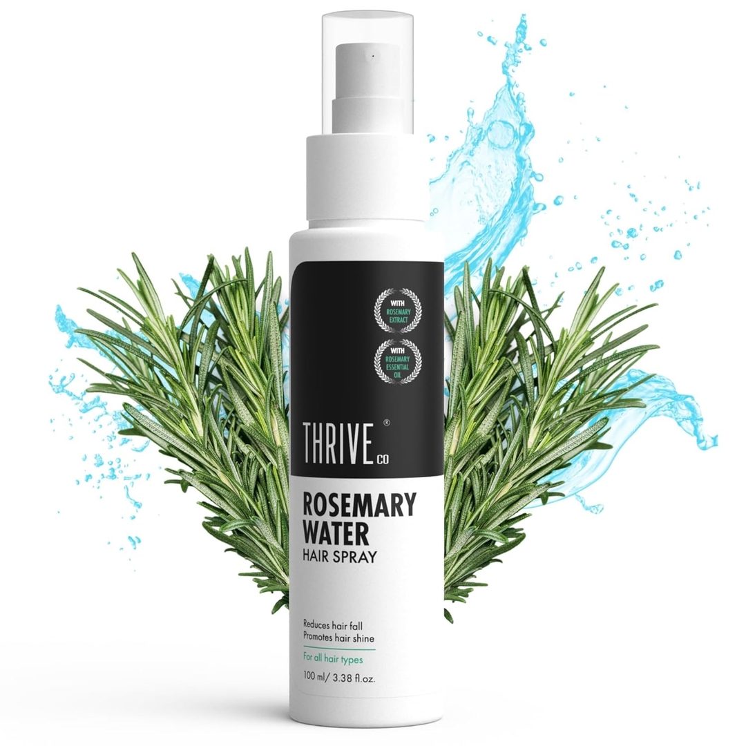 ThriveCo Rosemary Water Hair Spray | With 100% Natural Rosemary Extract, Rice Water & Hyaluronic Acid | For Hair Growth, Hair Fall Control, Hair Conditioning & Hair Shine | Men & Women, 1