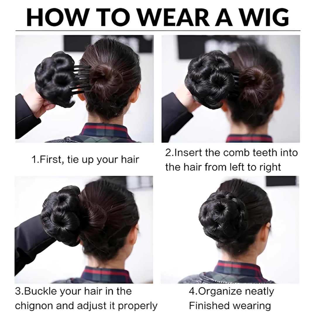 Elegant Rose Flower Bun Synthetic Hair Extension Chignon 1