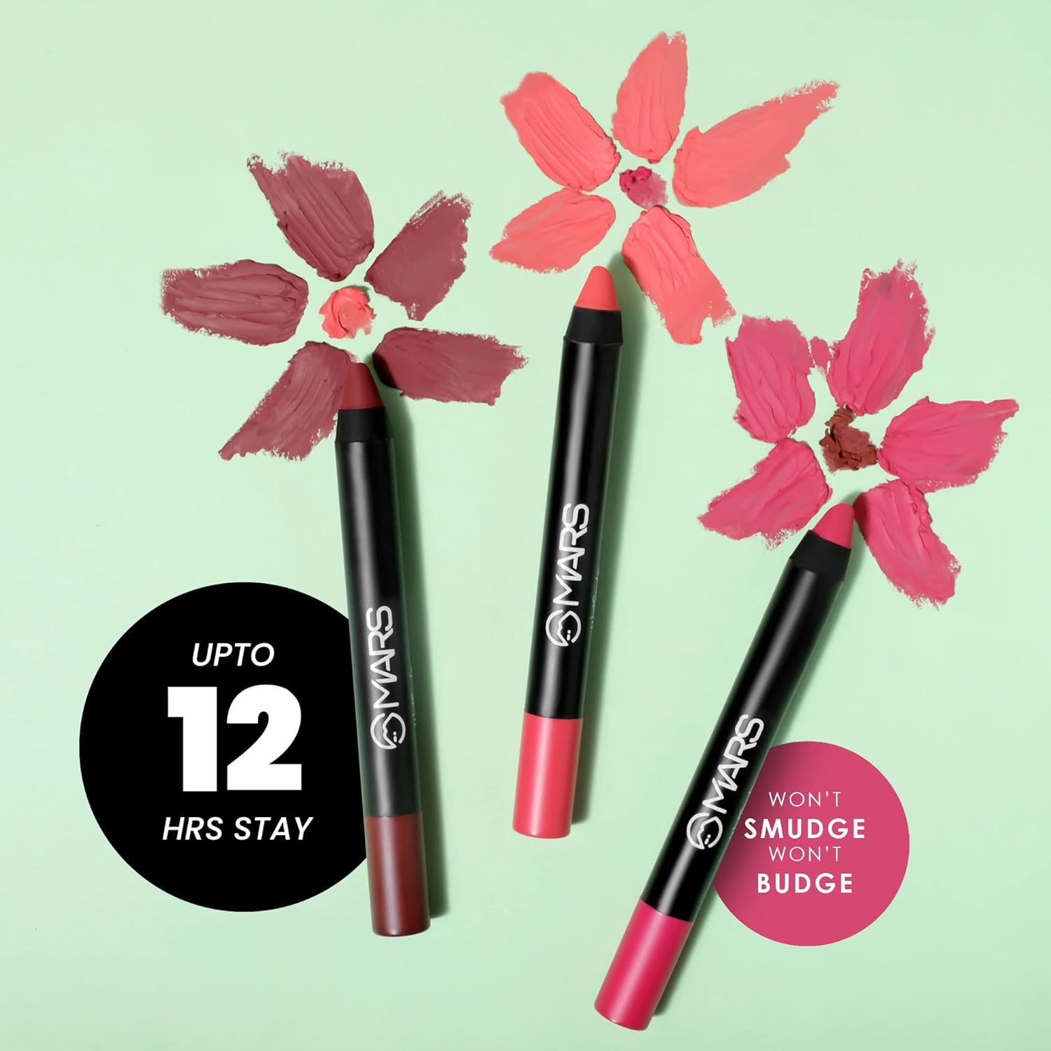 MARS Long Lasting Crayon Lipstick up to 12 Hours Stay | Matte Finish | Waterproof | Won't Smudge Won't Budge Lip Crayon (3.5 gm) 3