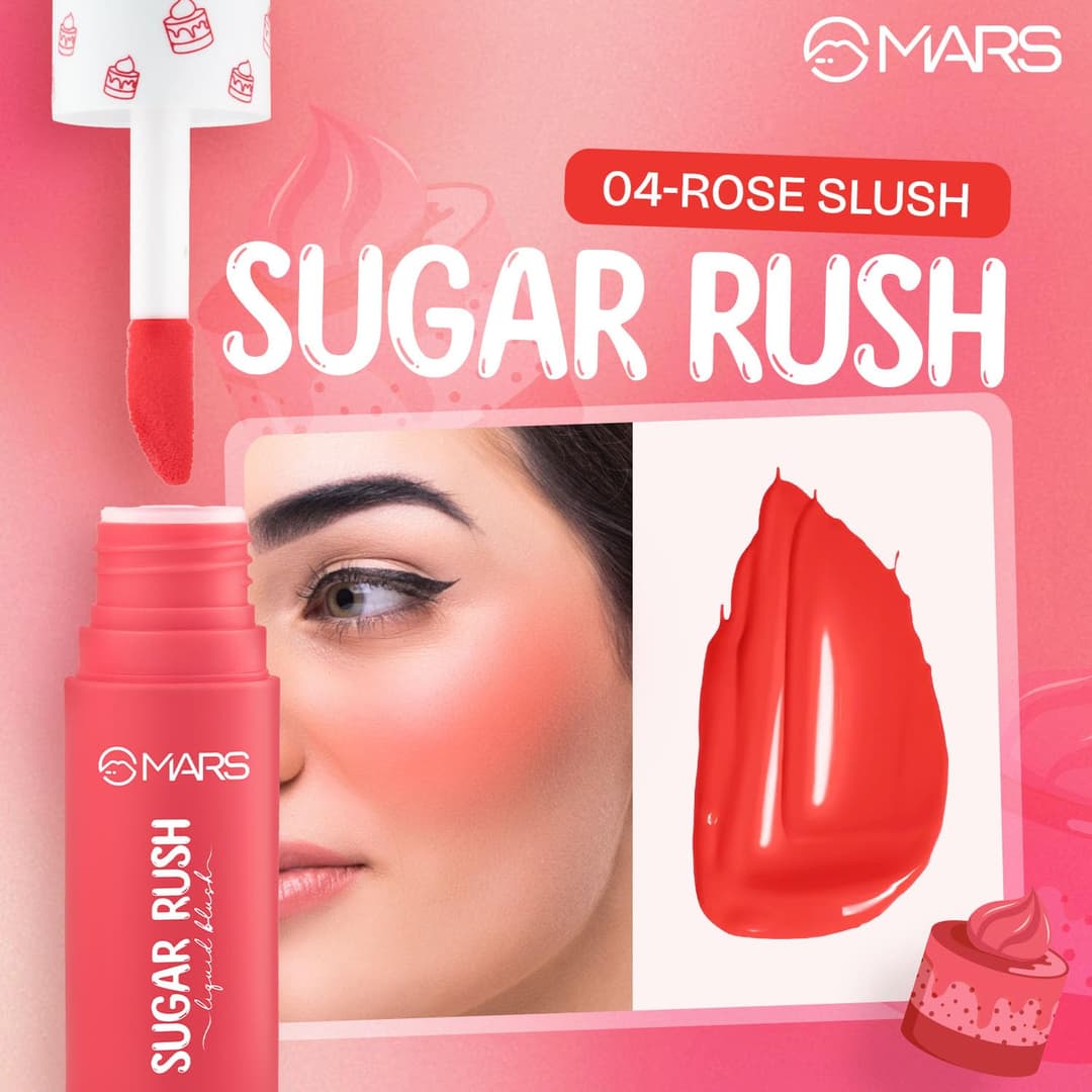 MARS Sugar Rush Liquid Blush 4.5ml | High-Pigmentation | Lightweight Formula | Dewy Matte Finish | Long-Lasting | Smooth Radiant Glow | Easy Doe-Foot Applicator 1