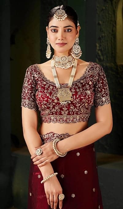 Shivshakti Collection Women's Silk Saree with Embroidered Blouse Piece, Traditional Parte Wear with Gold Border and Hand Work Lace 5