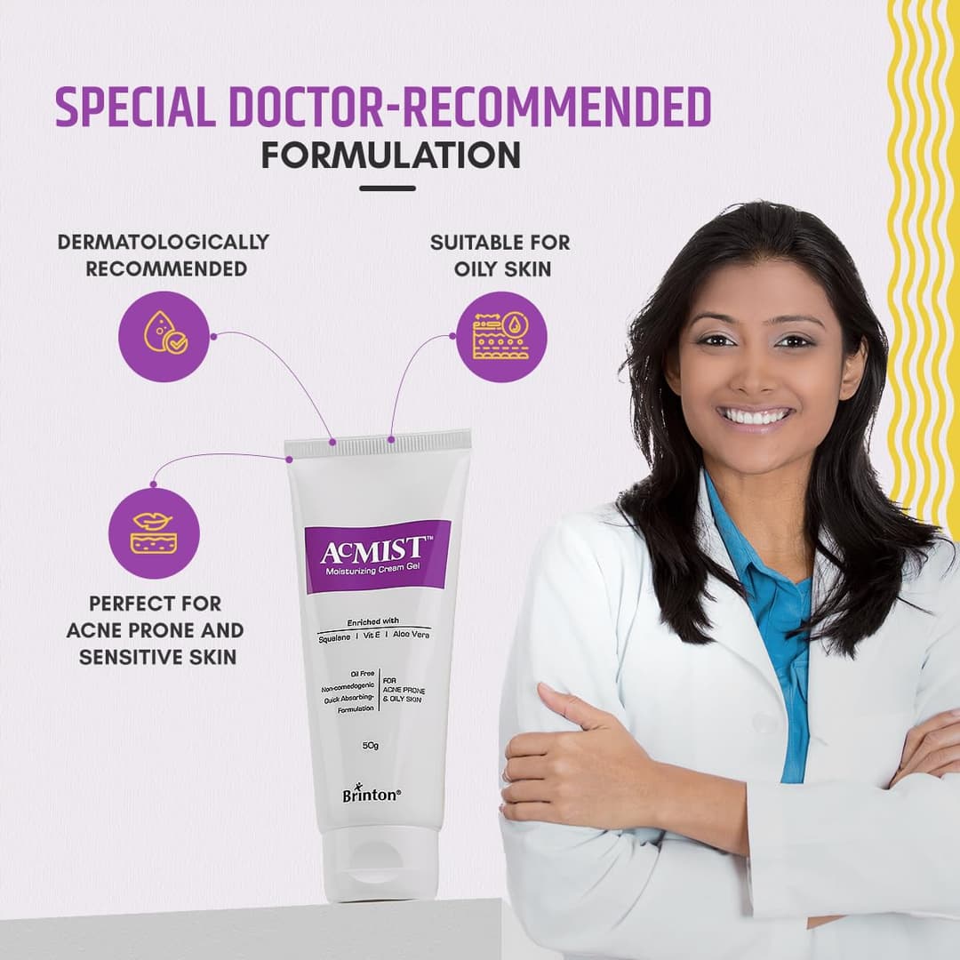BRINT0N Acmist Moisturizing Cream Gel for Oily & Acne Skin (100g) 6