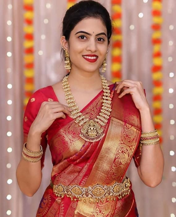 Women's kanjivaram Kanchipuram Silk Traditional Saree With Uns-titched Blouse Piece 2