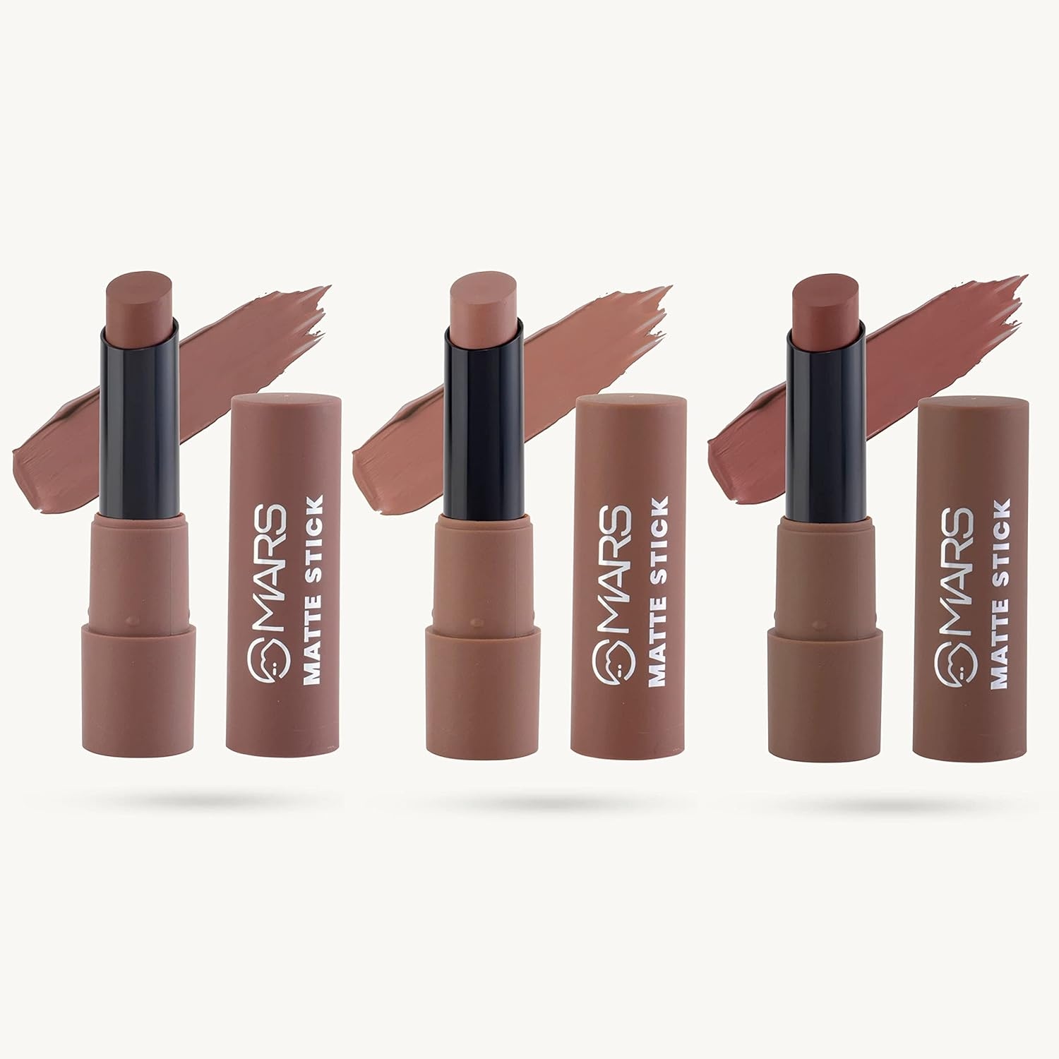 MARS Matte Box Set of 3 Lipsticks for Women | Long-Lasting | Smooth Finish | Moisturising | One Swipe Pigmentation | 3x3.2 gm 04-Brown 7