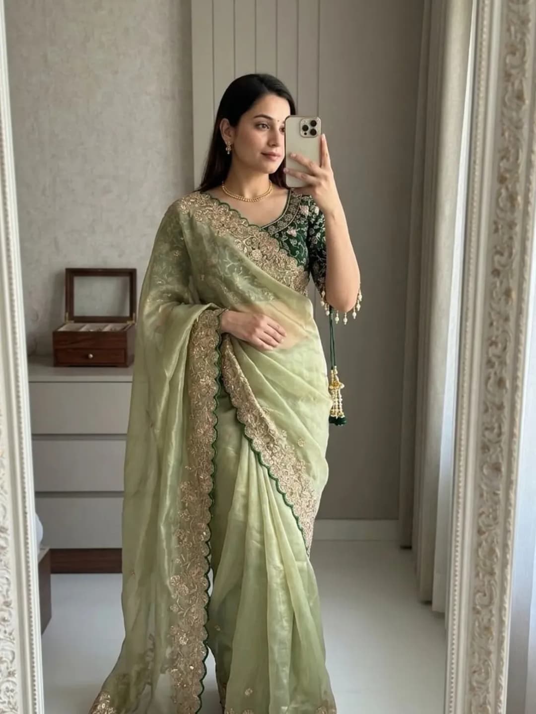 Shivshakti Collection Women Embellished Saree with Unstiched Blouse 1