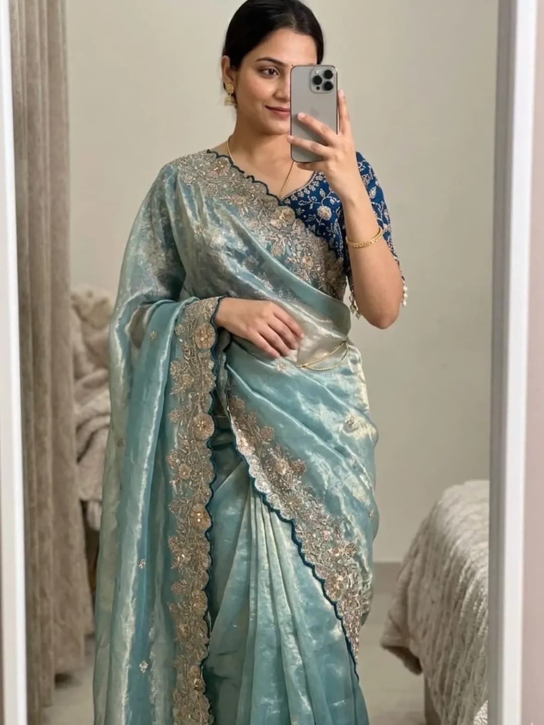 Shivshakti Collection Women Embellished Saree with Unstiched Blouse 2