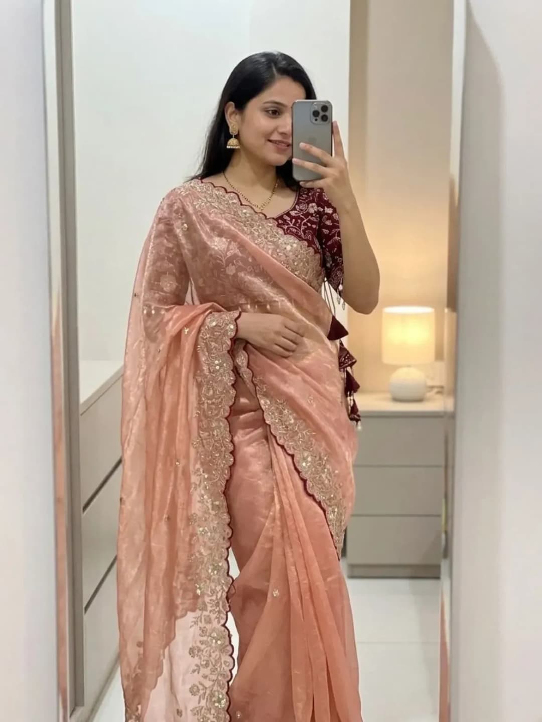 Shivshakti Collection Women Embellished Saree with Unstiched Blouse 3