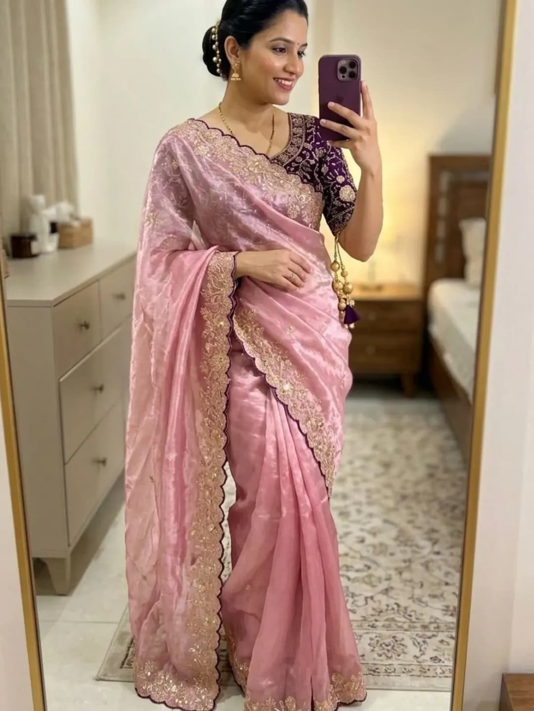 Shivshakti Collection Women Embellished Saree with Unstiched Blouse
