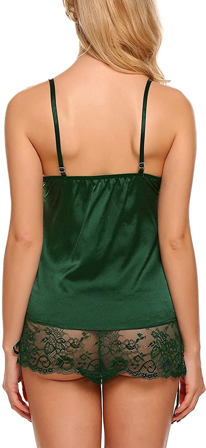 Women Nightwear Babydoll Sleepwear Lingerie With G String Panty Free Size Green Color 3