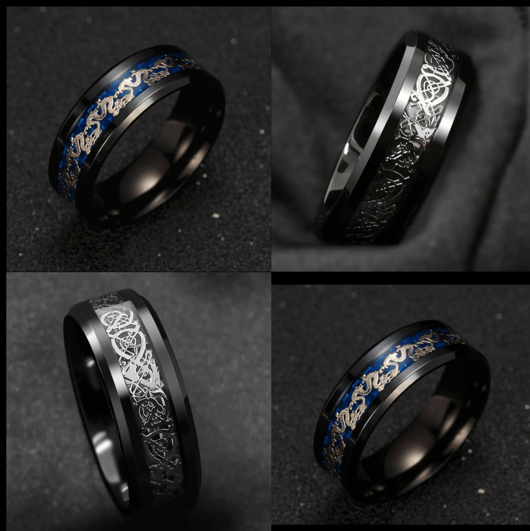 VaryGood Dragon Ring Beveled Edge Finger Ring For Men 4
