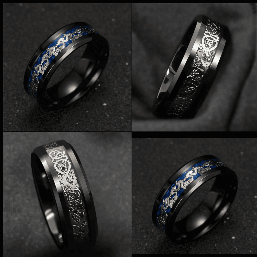 VaryGood Dragon Ring Beveled Edge Finger Ring For Men 3