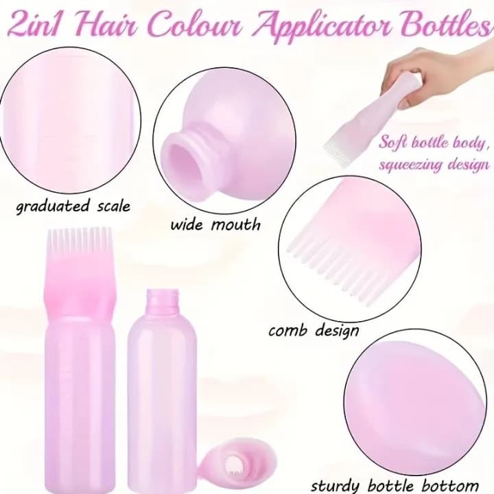 Oil Bottle with Comb Brush , Hair Color Applicator , Oil Applicator Bottle120 ML 3