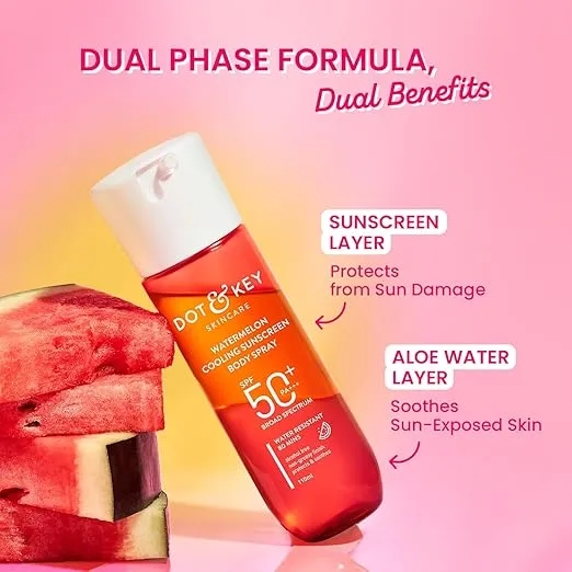 DOT & KEY Watermelon Cooling Sunscreen Body Spray Spf 50 Pa+++ For All Skin Types - 110Ml | Sun Protection Lotion | Broad Spectrum Uv Protection | Alcohol Free |Non Greasy & Non Sticky | For Women & Men 4