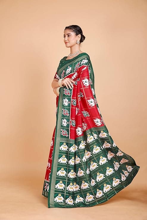 Garden Vareli Patola Crepe Saree with Unstitched Blouse Piece 1