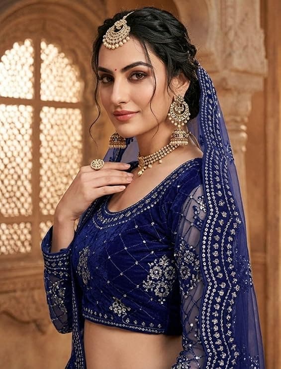 Women's Semi Stitched Net Lehenga Choli with Embroidered Pattern Unstitched Blouse Piece and Dupatta Set | Women's Lehenga Cholis 5