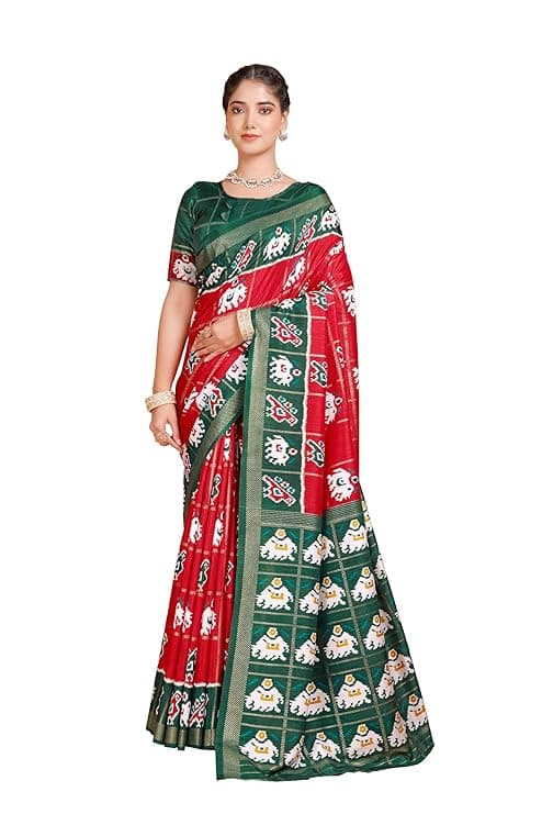 Garden Vareli Patola Crepe Saree with Unstitched Blouse Piece