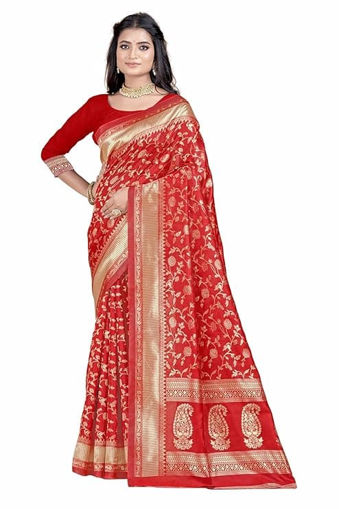 Women's Banarasi Saree Pure Kanjivaram Silk Saree Soft new ladies 2023 Design Wear Pattu Sarees Latest Party Sari collections With Blouse Piece for Teej