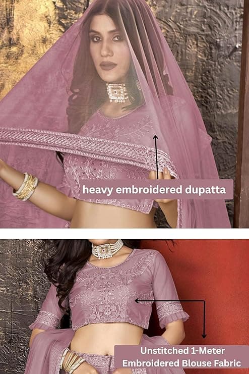 Lehenga set for Women Heavy Net Free Size 4