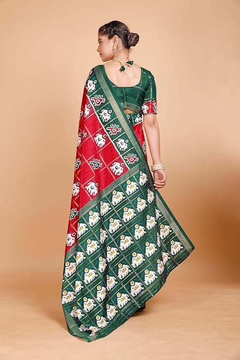 Garden Vareli Patola Crepe Saree with Unstitched Blouse Piece 4