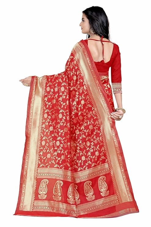 Women's Banarasi Saree Pure Kanjivaram Silk Saree Soft new ladies 2023 Design Wear Pattu Sarees Latest Party Sari collections With Blouse Piece for Teej 3