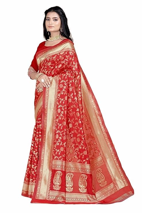 Women's Banarasi Saree Pure Kanjivaram Silk Saree Soft new ladies 2023 Design Wear Pattu Sarees Latest Party Sari collections With Blouse Piece for Teej 2