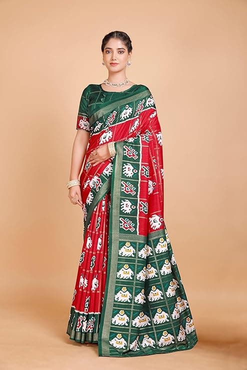 Garden Vareli Patola Crepe Saree with Unstitched Blouse Piece 6