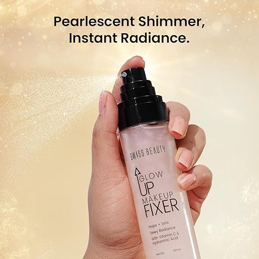 Swiss Beauty Glow Up Makeup Fixer | Preps + Sets | Dewy Radiance | For Face & Body | With Vitamin C & Hyaluronic Acid | 100ml 3