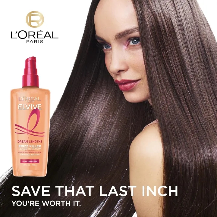 Loreal Paris Elvive Dream Lengths Frizz Killer Leave-In Serum | 3.4 Ounce | 100 ml | Made in Canada | Tames frizz and static | By Allure Cosmetics 2