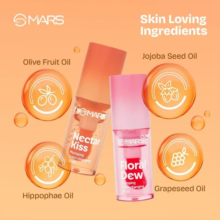 MARS Plumping Color Changing Lip Oil | 4.8ml | With Fat Applicator | Skin Nourishing Ingredients - Olive Fruit Oil, Jojoba Oil | Hydrating & Moisturising | Plumping Effect - By Allure Comsetics 2