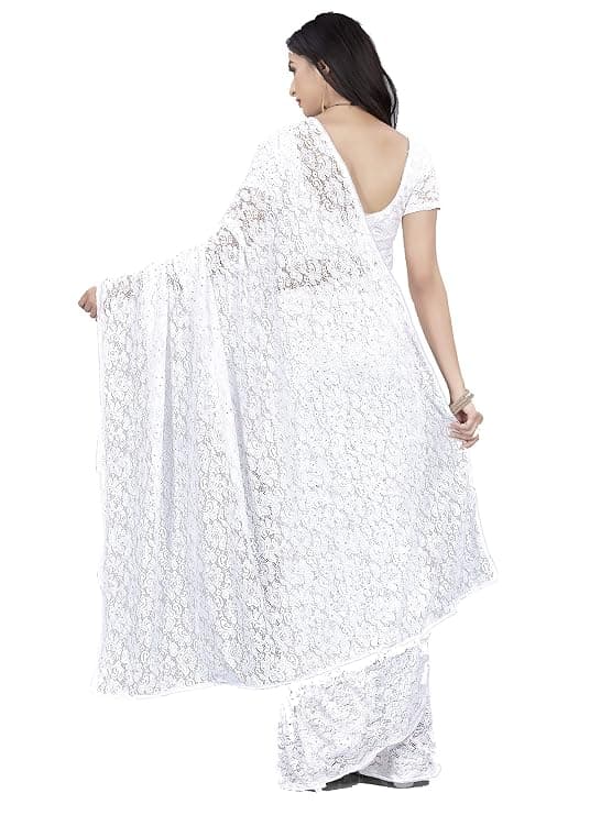 Awafu Bollywood Net Saree White 2