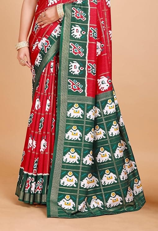 Garden Vareli Patola Crepe Saree with Unstitched Blouse Piece 3