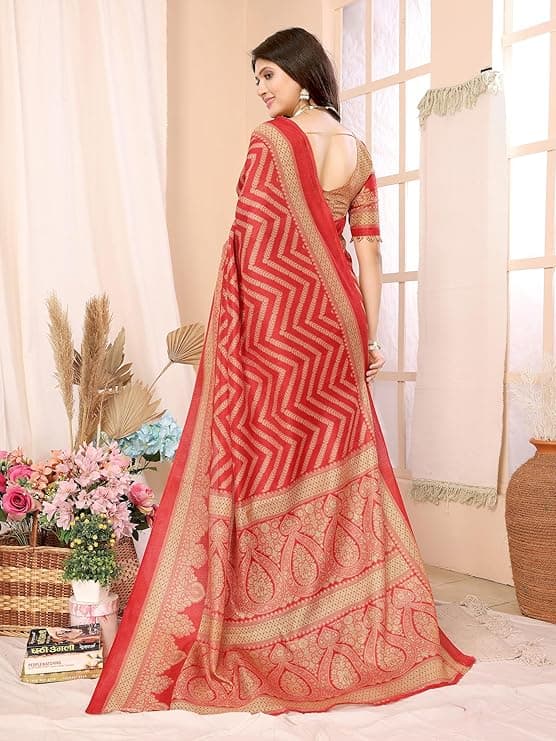 Women's Woven Printed Art Silk Saree with Unstitched Blouse Material 2