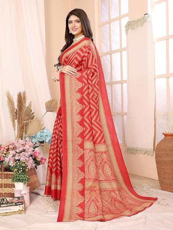 Women's Woven Printed Art Silk Saree with Unstitched Blouse Material 1