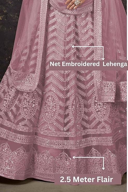 Lehenga set for Women Heavy Net Free Size 3