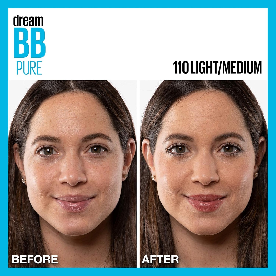 Maybelline Dream Pure Skin Clearing BB Cream, 8-in-1 Skin Perfecting Beauty Balm With 2% Salicylic Acid- Sheer Tint Coverage-Oil-Free- Light/Medium-1 Count 10