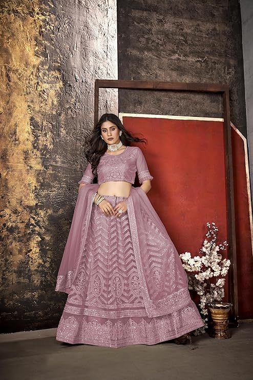 Lehenga set for Women Heavy Net Free Size 3