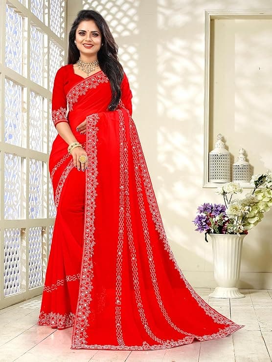 EW MIRROR AND SIROSKI WORK mbellished Bollywood Georgette Saree 2