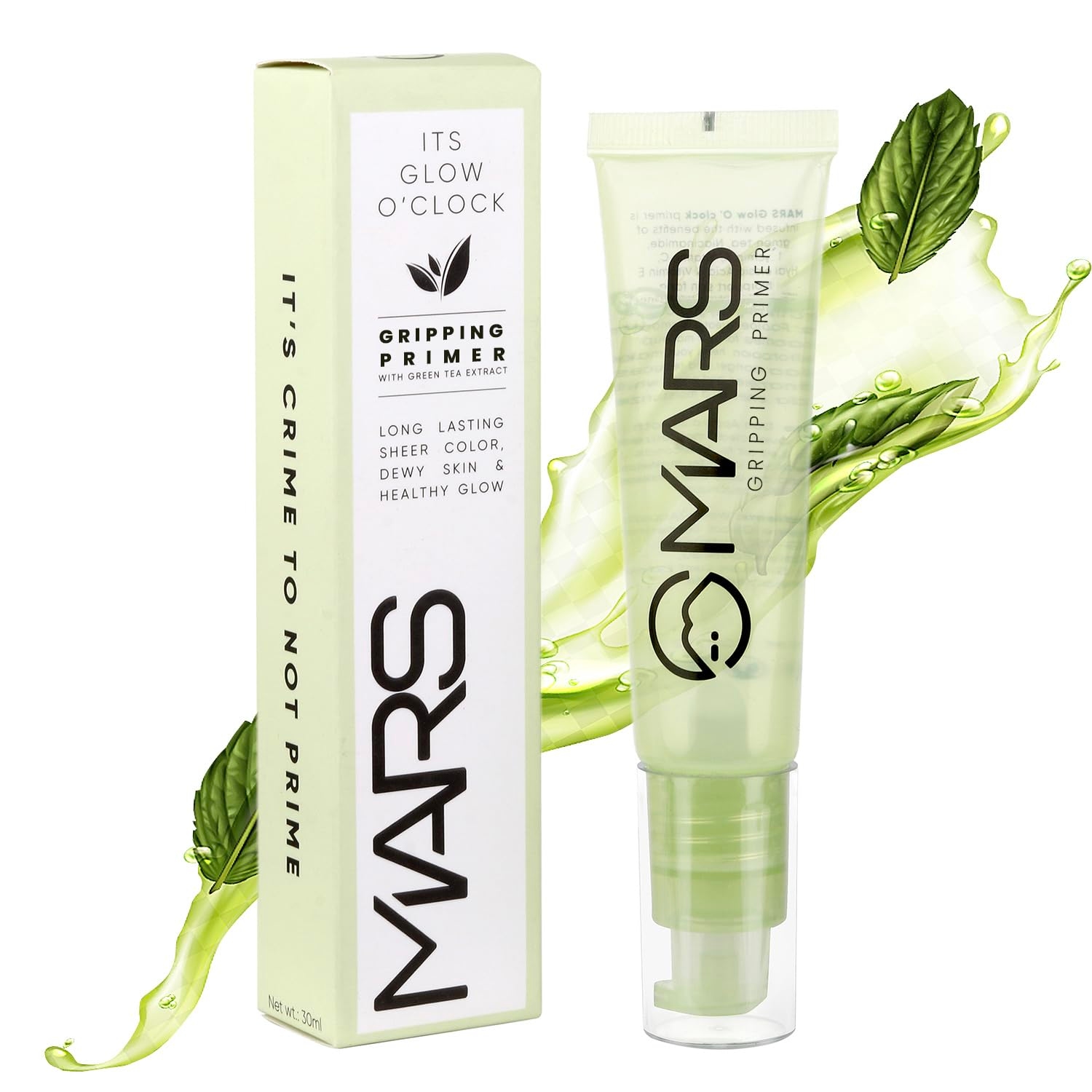 MARS Glow O' Clock Gel Primer for Face Makeup | Enriched with Green Tea Extracts | Dewy Primer | Long Lasting | Power Grip | Ideal for Dry Skin (30ml) 1