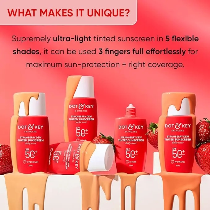 Dot & Key Strawberry Dew Tinted Sunscreen SPF 50+ Pa++++ - 05 Beige | Protection Against UA/UB | Broad Spectrum, Water & Sweat resistant | For All Skin Types | 50ml 4